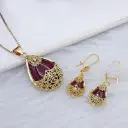 نیم ست زنانه فیروزه ای و عقیق کد w-se-209