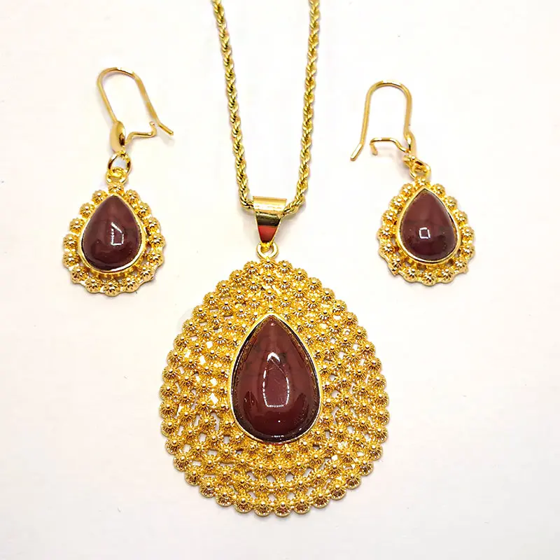 نیم ست زنانه فیروزه ای و عقیق کد w-se-212