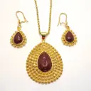 نیم ست زنانه فیروزه ای و عقیق کد w-se-212