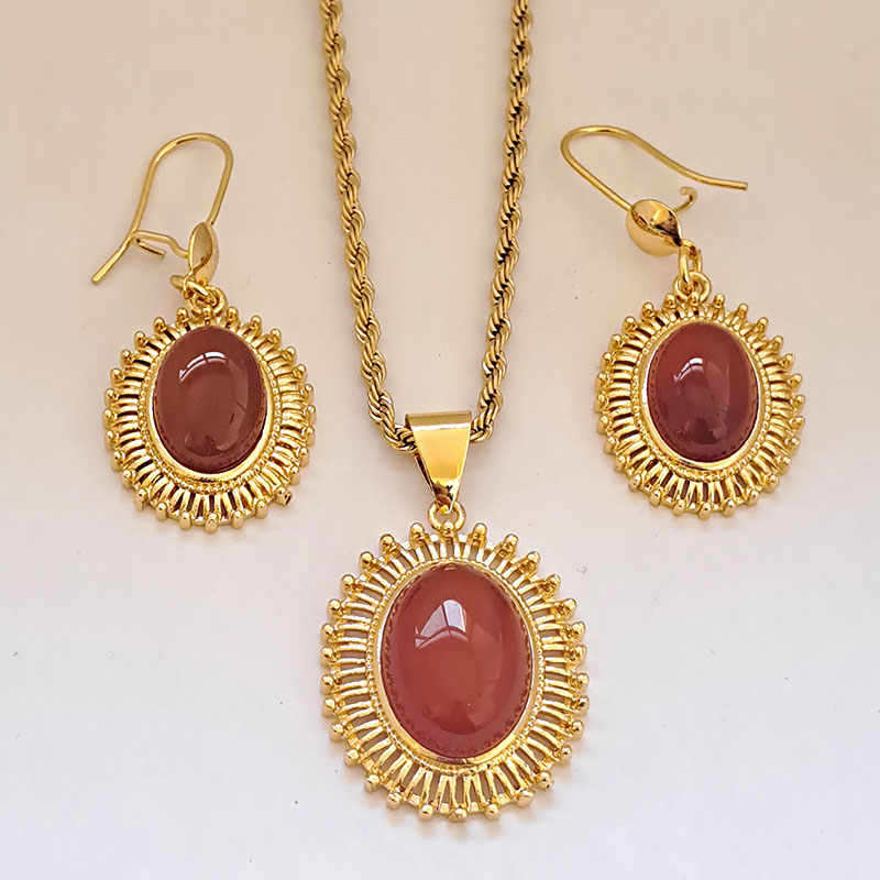 نیم ست زنانه فیروزه ای و عقیق کد w-se-213