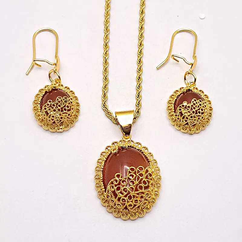 نیم ست زنانه فیروزه ای و عقیق کد w-se-222