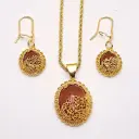 نیم ست زنانه فیروزه ای و عقیق کد w-se-222