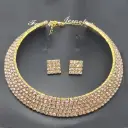 نیم ست زنانه مدل طوق نگین دار 5 رج تیتانیوم کد w-se-297