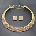 نیم ست زنانه مدل طوق نگین دار چهار رج تیتانیوم  کد w-se-296