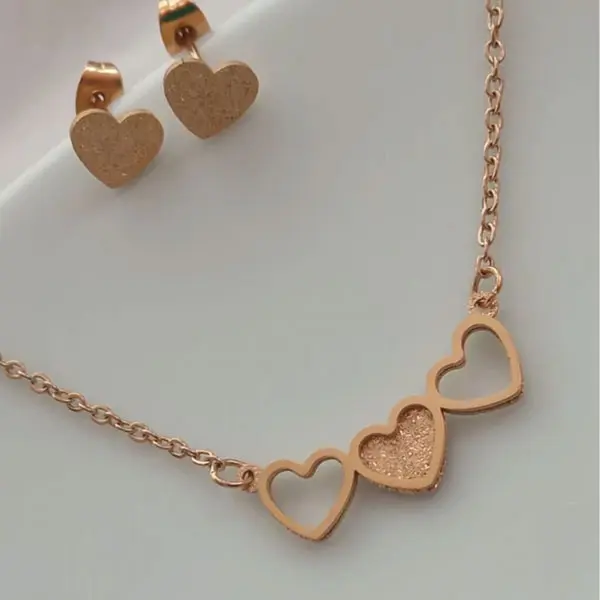 نیم ست زنانه استیل مدل قلب کد w-se-162