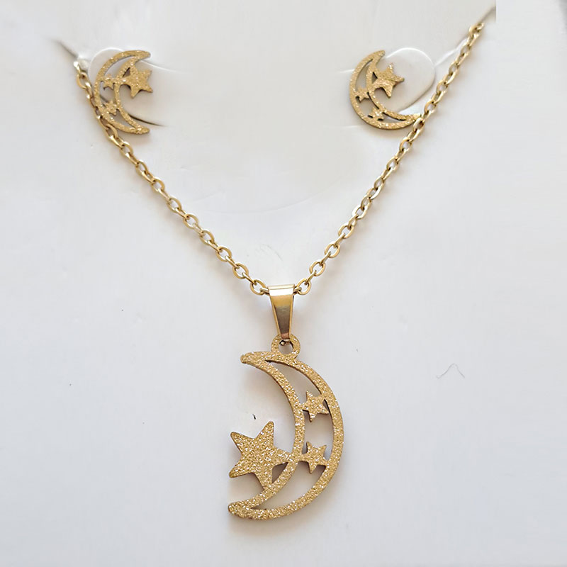 نیم ست استیل مدل ماه و ستاره کد w-se-316