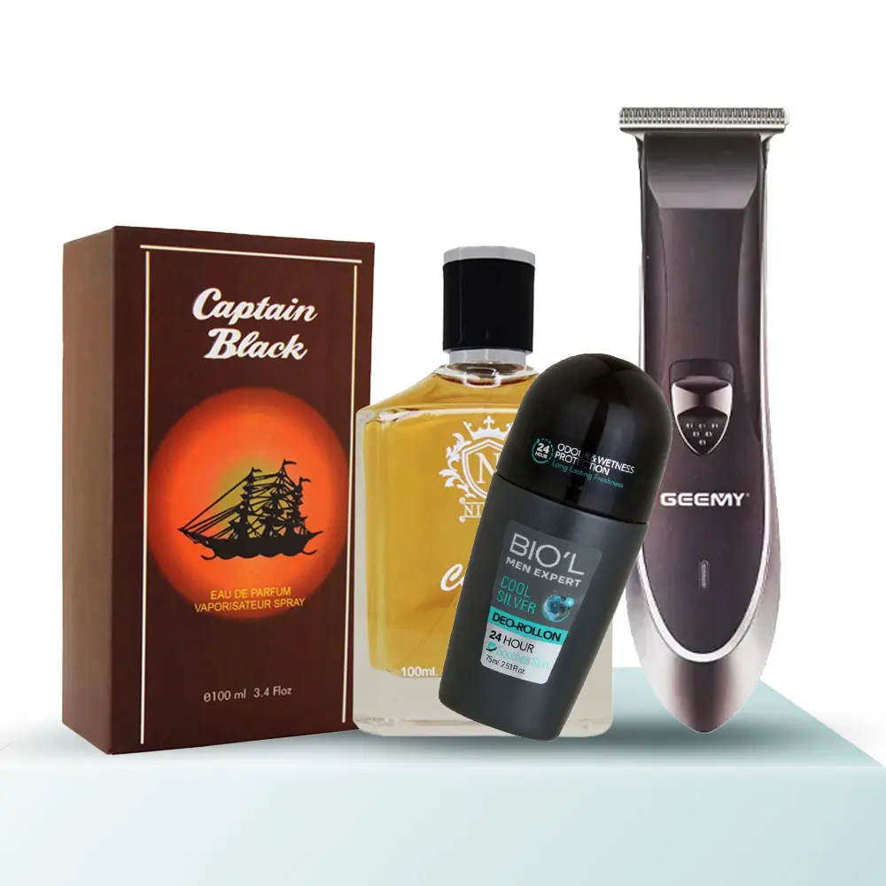 پک هدیه مردانه - ماشین اصلاح، ادکلن، رول ضد تعریق- کد 101