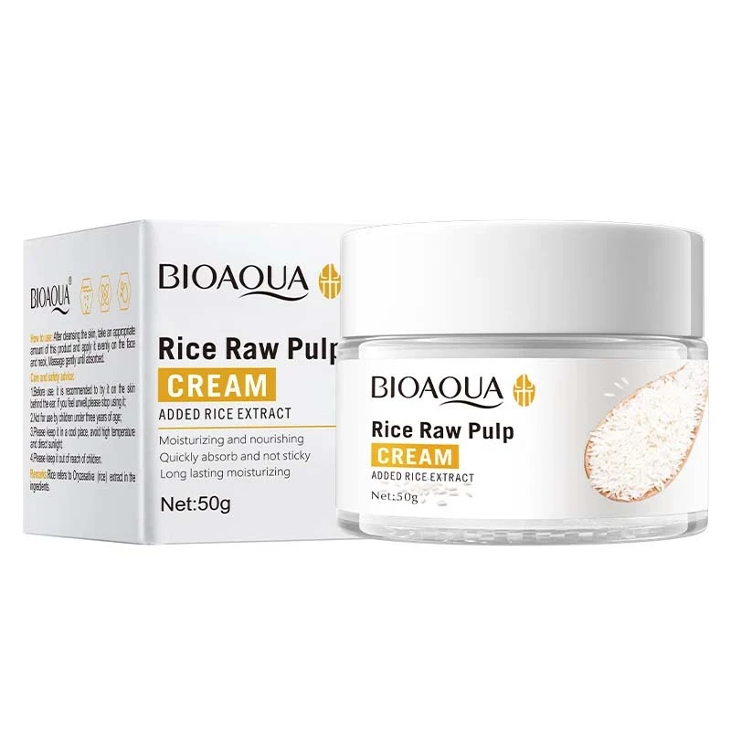 کرم مرطوب کننده صورت بایو آکوا مدل Rice Raw Pulp حجم 50 میلی لیتر 