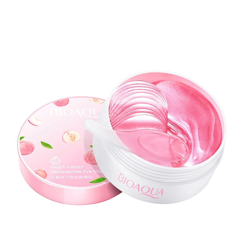 ماسک زیر چشم بایو آکوا مدل honey peach با عصاره هلو مناسب برای انواع پوست وزن 80 گرم بسته 60 عددی