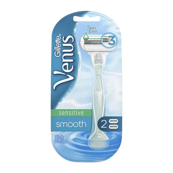 خودتراش ژیلت Venus مدل Sensitive Smooth به همراه تیغ یدک بسته 2 عددی 