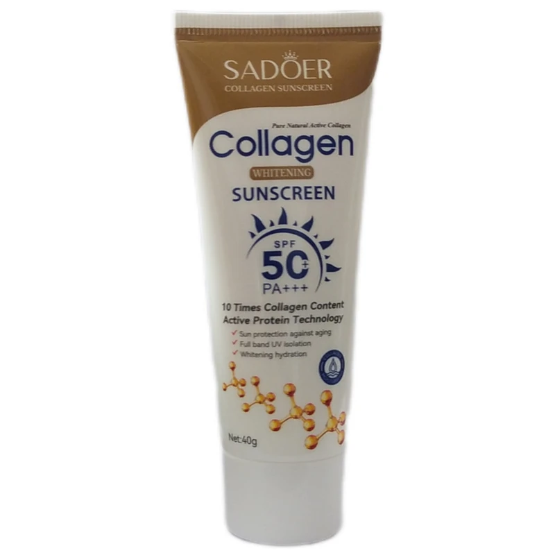 کرم ضدآفتاب بی رنگ سادور SPF 50 مدل کلاژن مناسب انواع پوست‌ حجم 40 میلی‌لیتر