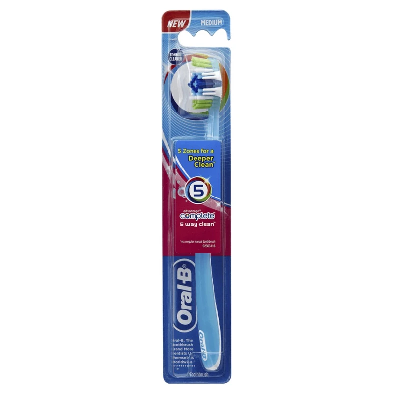 مسواک اورال-بی مدل 5way clean با برس متوسط 