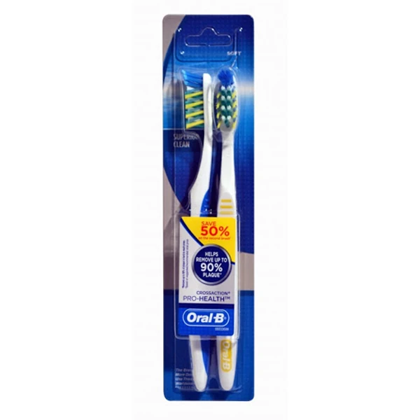 مسواک اورال-بی سری Crossaction مدل SUPERIOR CLEAN با برس نرم بسته 2 عددی 