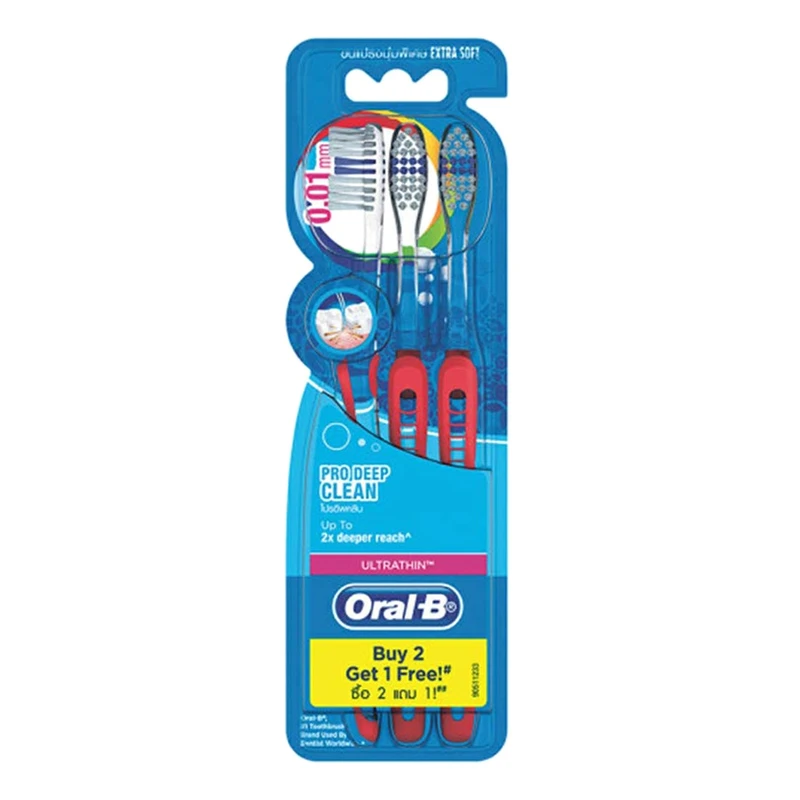 مسواک اورال-بی سری ULTRATHIN مدل PRO DEEP CLEAN با برس خیلی نرم بسته 3 عددی 