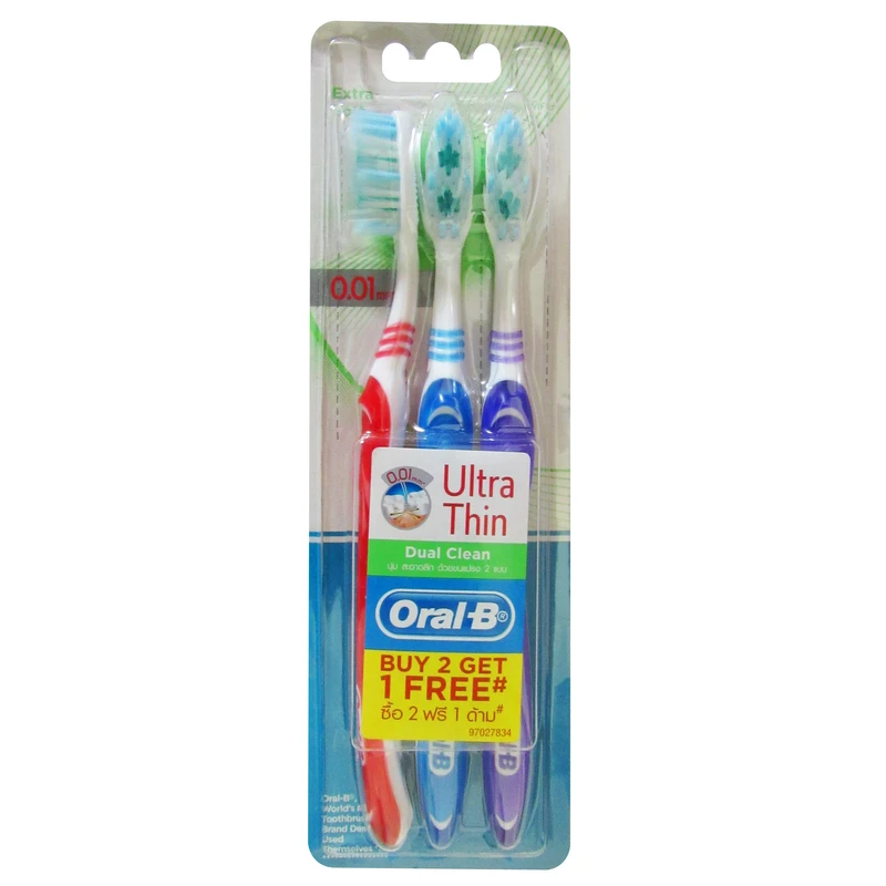 مسواک اورال-بی سری Ultra Thin مدل Dual Clean با برس خیلی نرم بسته 3 عددی