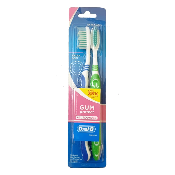 مسواک اورال-بی سری ALL ROUNDER مدل GUM Protect با برس خیلی نرم بسته 2 عددی 