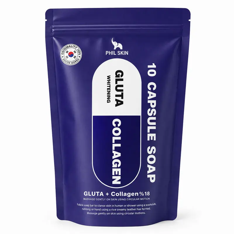 صابون شستشو ضد چروک صورت و بدن فیل اسکین مدل collagen مناسب برای انواع پوست وزن 105 گرم بسته 10 عددی