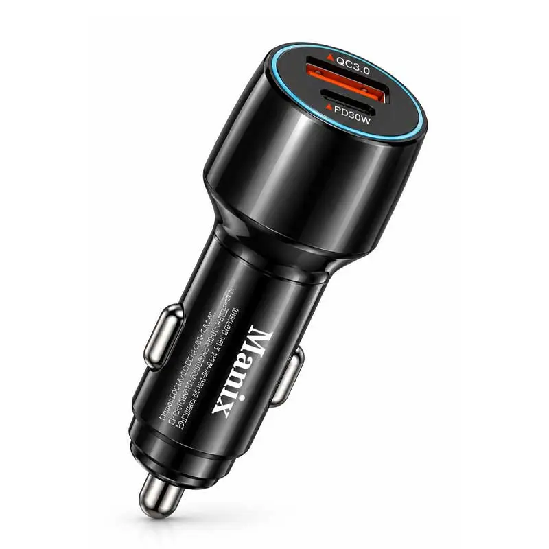شارژر فندکی خودرو مانیکس مدل MA-107 دو پورت USB و Type-C با توان 55 وات