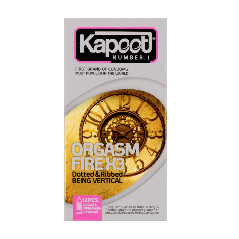 کاندوم ارگاسم سه برابر کاپوت Orgasm Fire X3 بسته 12 عددی