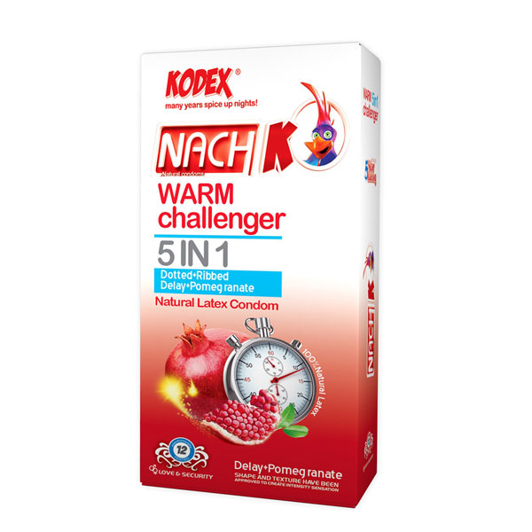 کاندوم 5 کاره کدکس مدل Warm Challenger 5in1 بسته 12 عددی