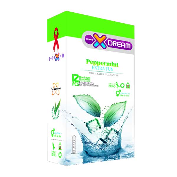 کاندوم ایکس دریم مدل خنک Peppermint بسته 12 عددی