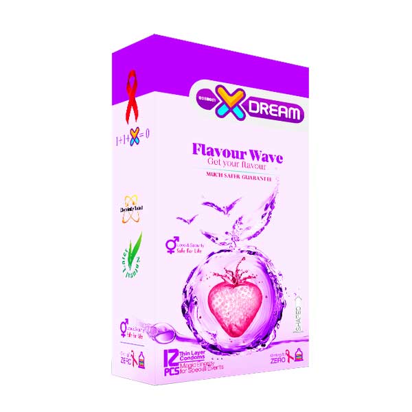 کاندوم ایکس دریم مدل میوه ای Flavour Wave بسته 12 عددی