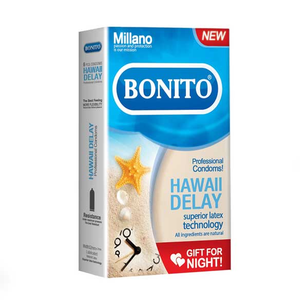 کاندوم تاخیری بونیتو مدل Bonito Hawaii Delay بسته 6 عدی