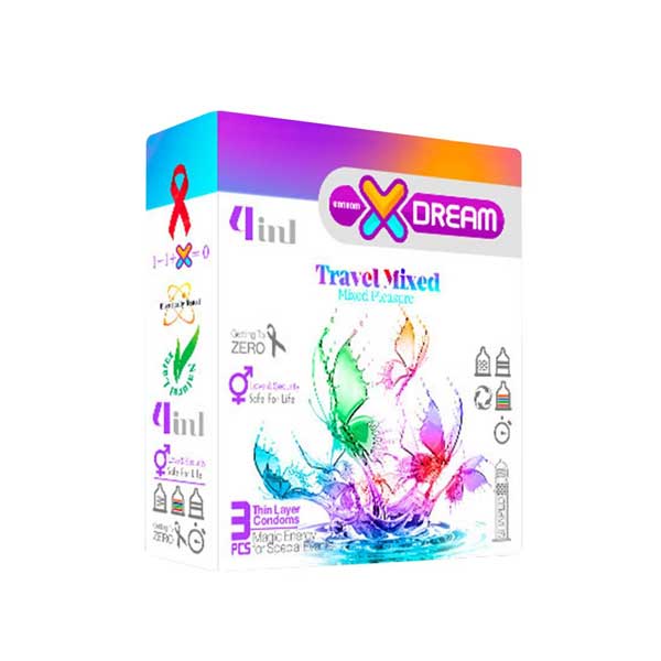 کاندوم مسافرتی ایکس دریم Travel Mixed بسته 3 عددی