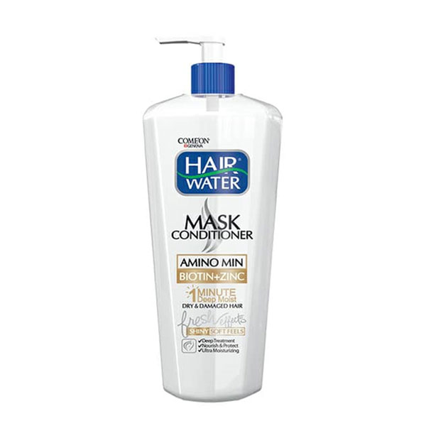 ماسک موی کامان مدل هیر واتر حاوی بیوتین و زینک مناسب موهای خشک و آسیب دیده حجم 400 میل