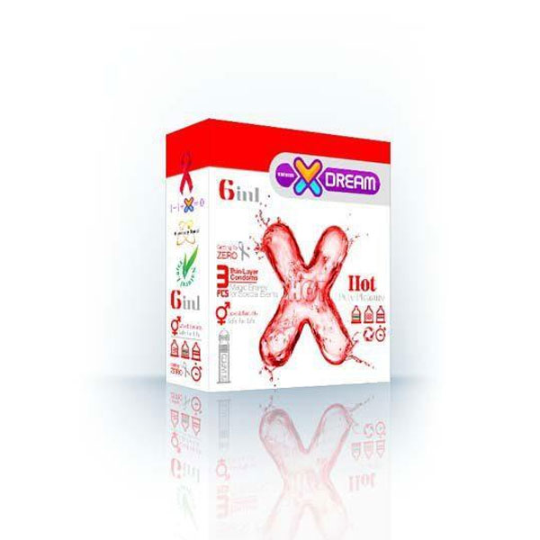 کاندوم ایکس دریم مدل xdream hot 6in1 بسته سه عددی