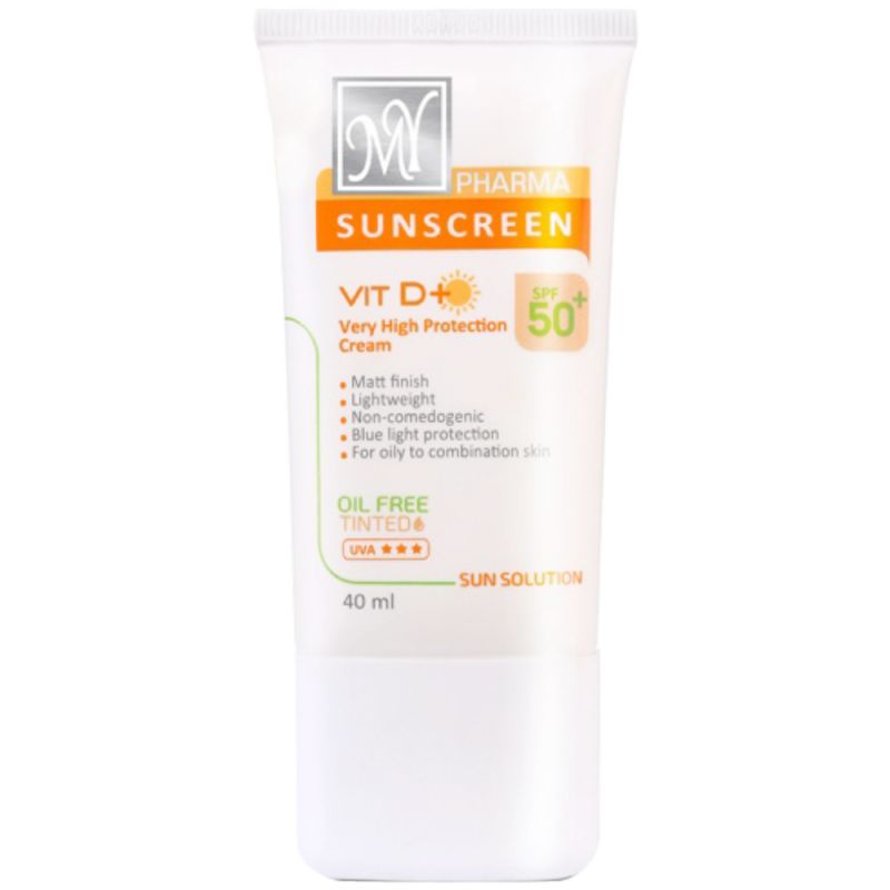 کرم ضد آفتاب رنگی مای فارما SPF50 فاقد چربی حجم 40 میل مناسب پوست های چرب و مختلط حجم 40 میل