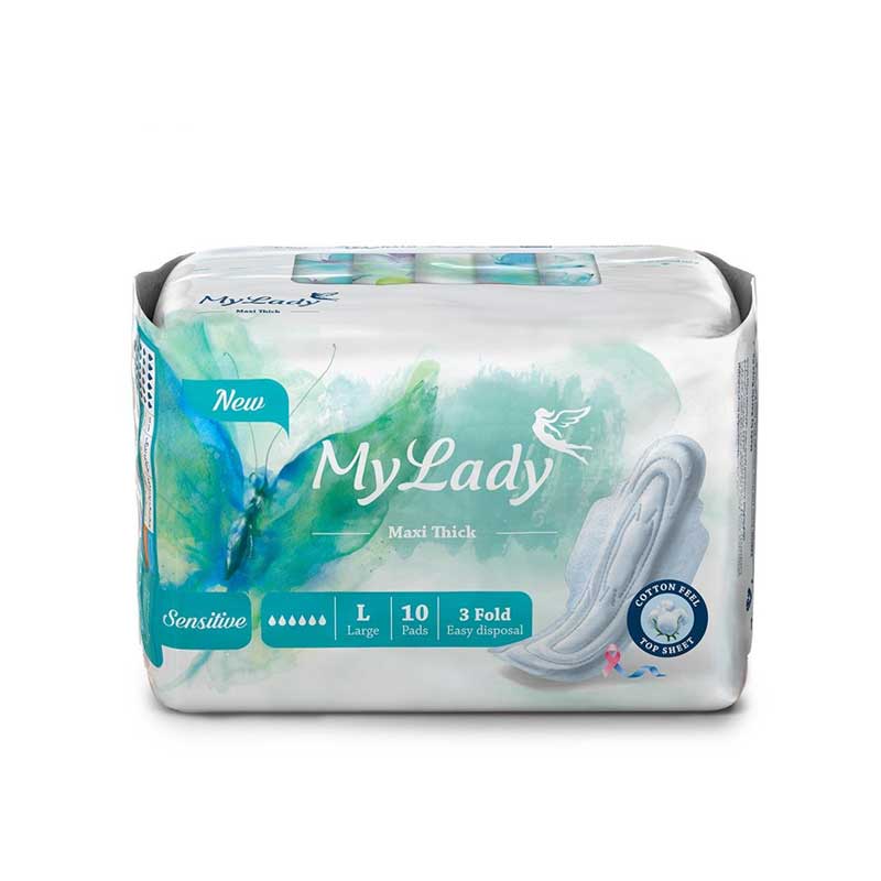 نوار بهداشتی حساس بالدار مای لیدی مدل سایز بزرگ بسته 10 عددی