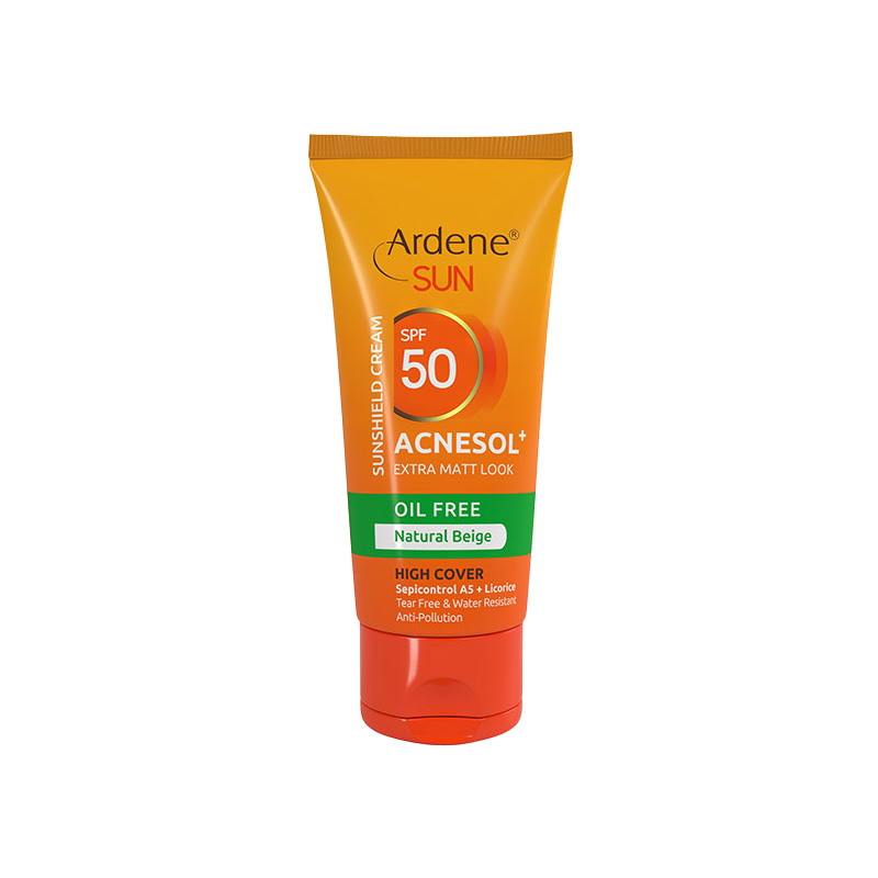 کرم ضدآفتاب رنگی آکنه‌سول‌پلاس SPF50 فاقد چربی آردن سان پوست‌چرب و آکنه‌ای 50میل-بژ طبیعی