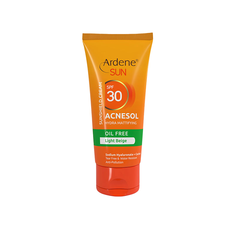 کرم ضدآفتاب رنگی آکنه‌سول SPF30 فاقد چربی مرطوب‌کننده آردن سان پوست‌چرب و آکنه‌ای 50میل-بژ روشن