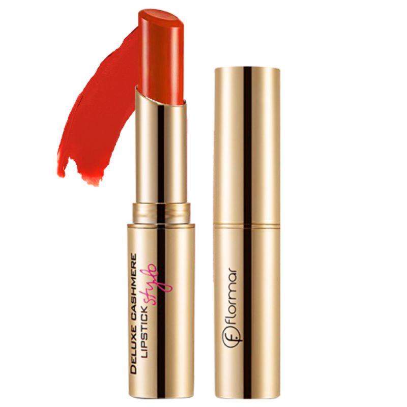 رژ لب فلورمار مدل Deluxe Cashmere شماره DC22 رنگ Red in Flames