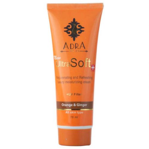 کرم جوان کننده و شاداب کننده آدرا مدل Ultra Soft حاوی عصاره پرتقال و زنجبیل حجم 75 میل مناسب انواع پوست
