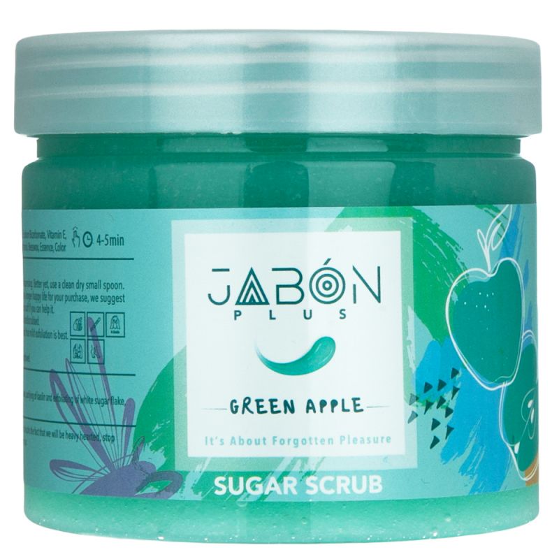 اسکراب شکری لایه بردار پوست ژبن پلاس مدل Green apple وزن 450 گرم