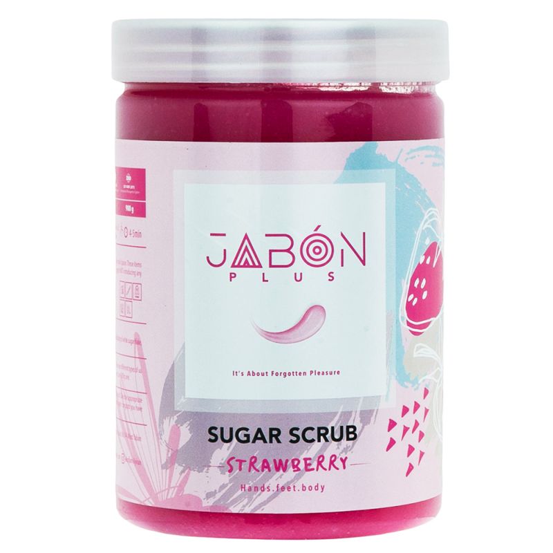 اسکراب شکری لایه بردار پوست ژبن پلاس مدل Strawberry وزن 900 گرم