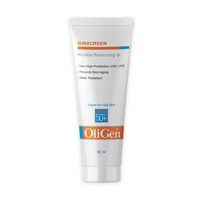 کرم ضدآفتاب و ضدچروک رنگی SPF50 الی‌ژن پوست چرب 50 میل