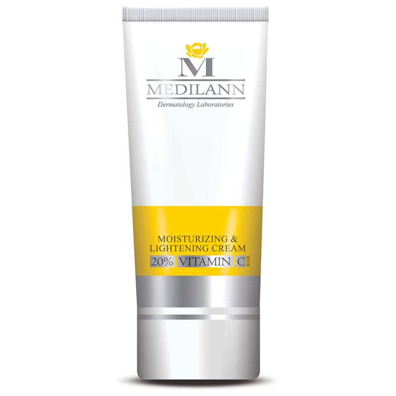 کرم روشن کننده و مرطوب کننده ویتامین C مدیلن حجم 30 میل  مناسب انواع پوست به جز پوست های جوش زا