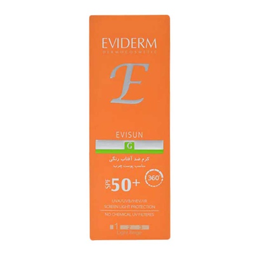[48607] کرم ضد آفتاب SPF50 اویدرم مدل Evisun پوست‌چرب 40میل-بژ روشن