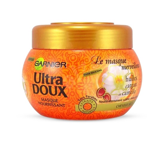 [52479] ماسک مو درخشان کننده و تغذیه کننده گارنیه سری Ultra Doux مدل Argan Camelia حجم 300 میل