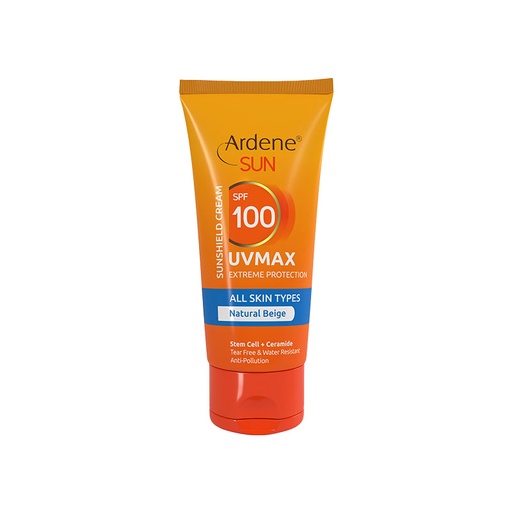 کرم ضدآفتاب رنگی UV MAX SPF100 حداکثر حفاظت آردن سان انواع‌پوست 50میل-بژ طبیعی