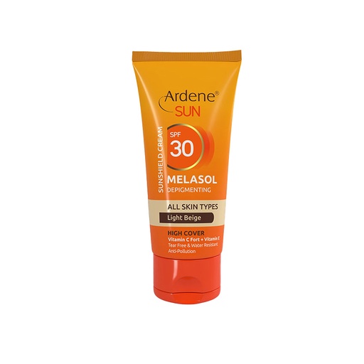 [53767] کرم ضدآفتاب رنگی ملاسول SPF30 ضدلک با پوشش بالا آردن سان انواع‌پوست 50میل-بژ روشن 