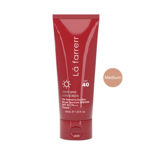 کرم ضد آفتاب و ضد لک رنگی (متوسط) لافارر SPF40 مخصوص پوست خشک و نرمال حجم 40 میلی لیتر