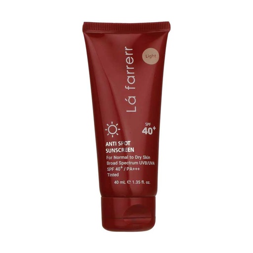 [74061] کرم ضد آفتاب و ضدلک رنگی (روشن) ANTI SPOT لافارر SPF40  مخصوص پوست خشک و نرمال حجم 40 میل