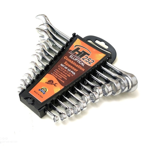 آچار یکسر تخت و یکسر رینگی اچ تی 252 مدل پلکانی مجموعه 12 عددی