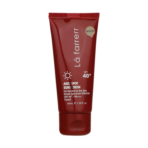 [76591] کرم ضد آفتاب و ضد لک رنگی (تیره) لافارر مدل Acne-Prone Bronze spf40 حجم 40 میل مخصوص پوست های خشک و معمولی