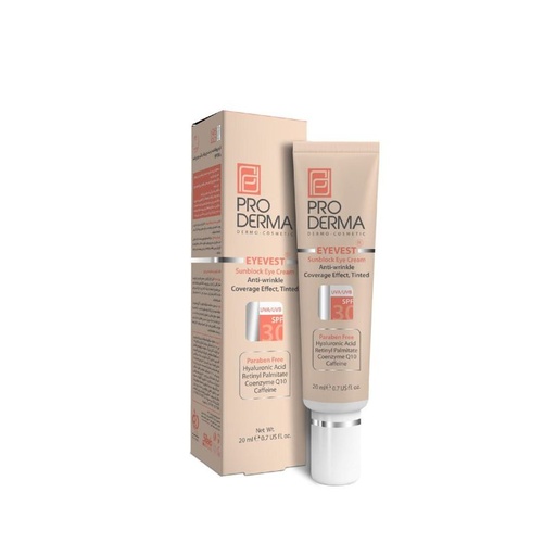 [77939] کرم دور چشم رنگی پرودرما سری Eyevest مدل Anti Wrinkle Spf 30 حجم ۲۰ میل