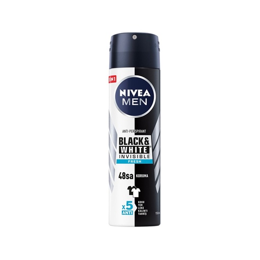 [79267] اسپری ضد تعریق نیوآ مدل Black and White Invisible Fresh مردانه 150 میلی لیتر